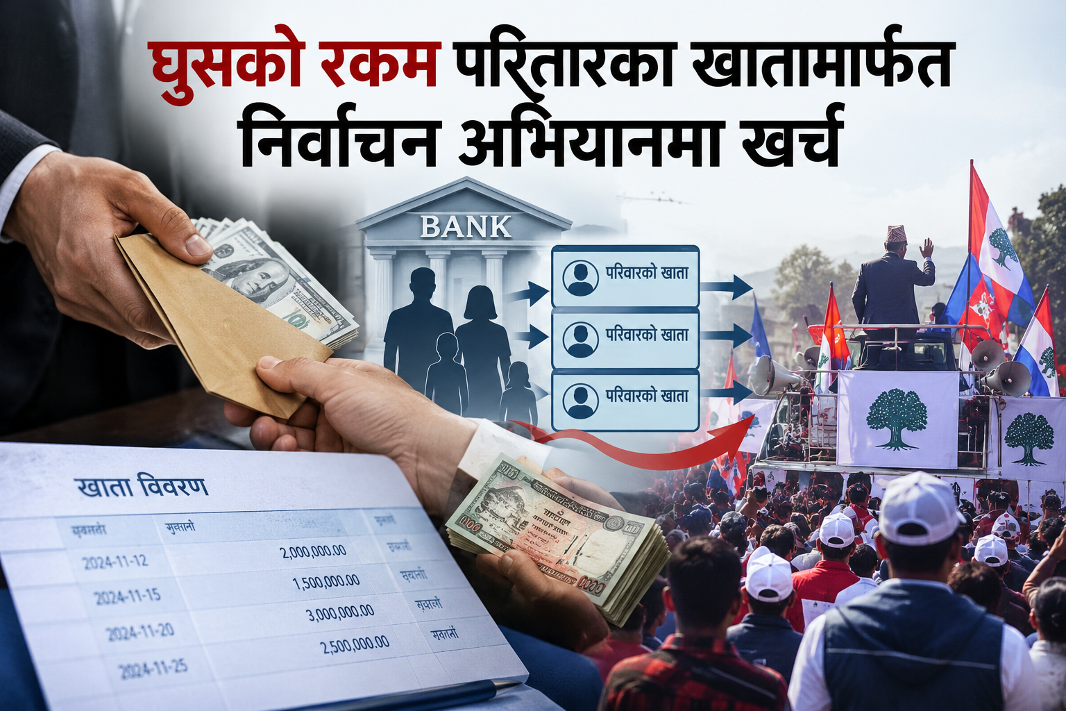 घुसको रकम परिवारका खातामार्फत निर्वाचन अभियानमा खर्च